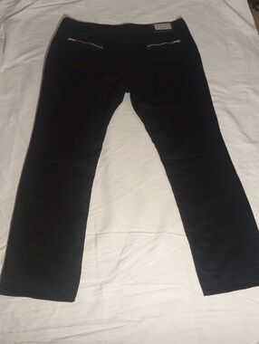 GDC Black Jeans with Silver Logo Plaque and Zipper Pocket